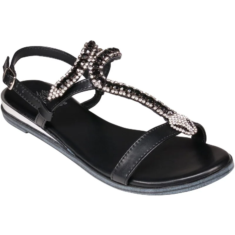 Sandals for routine treks -GC Shoes Womens LIDIA Faux Leather Open Toe Slingback Sandals