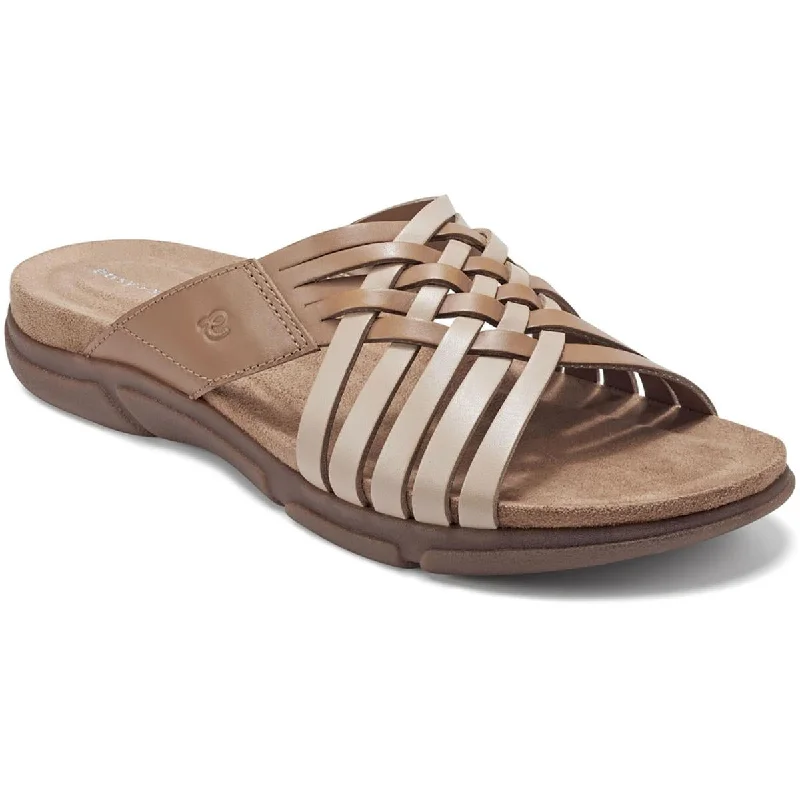 Sandals for beach treks -Easy Spirit Womens Meadow 9 Leather Comfort Wedge Sandals