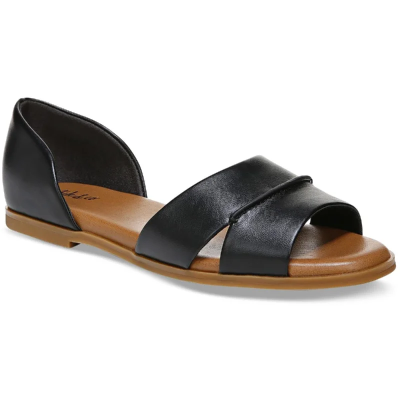 Flats with subtle heel traction -Style & Co. Womens Vieni  Slip On Open Toe D'Orsay