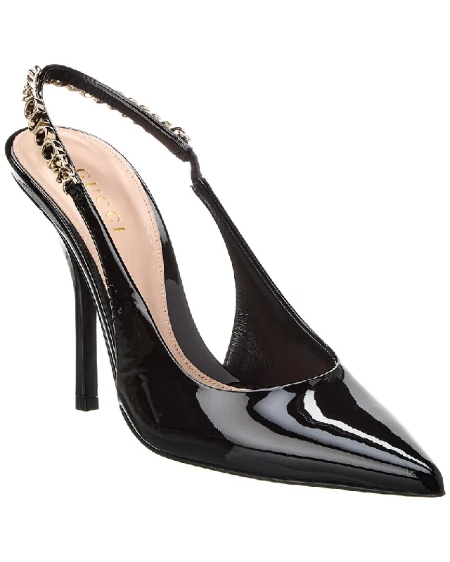 Gucci Signoria Leather Slingback Pump