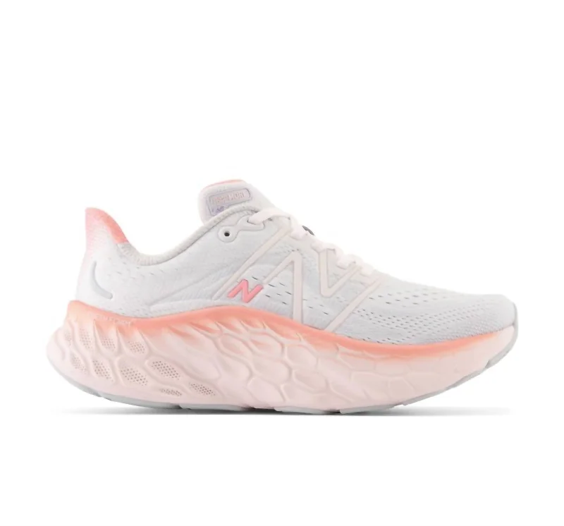 Running shoe for humid run laps -Women's Fresh Foam X More V4 Running Shoes In Quartz Grey