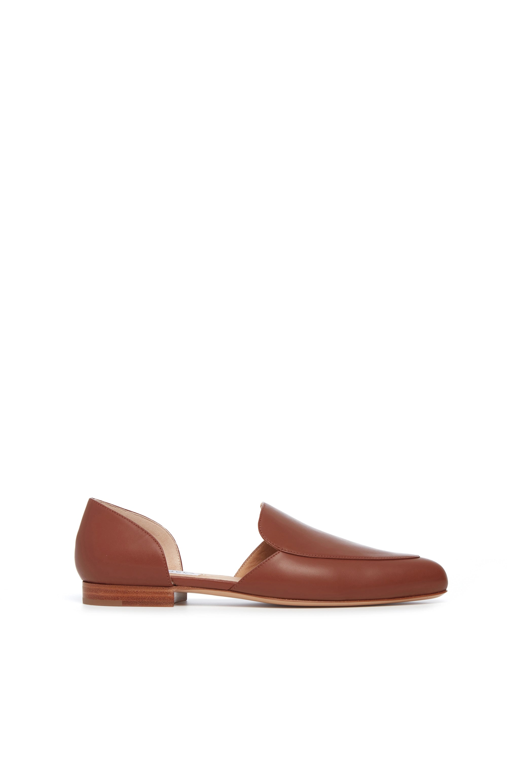 Flats with adjustable sole straps -Jax Flat Shoe in Cognac Leather