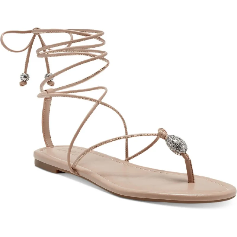 Sandals with strong outsoles -INC Womens Amille Faux Leather Ankle Tie Strappy Sandals