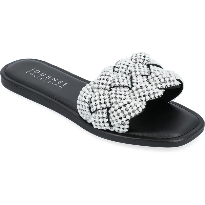 Sandals for foot relief -Journee Collection Womens RAILLEY Square Toe Braided Slide Sandals