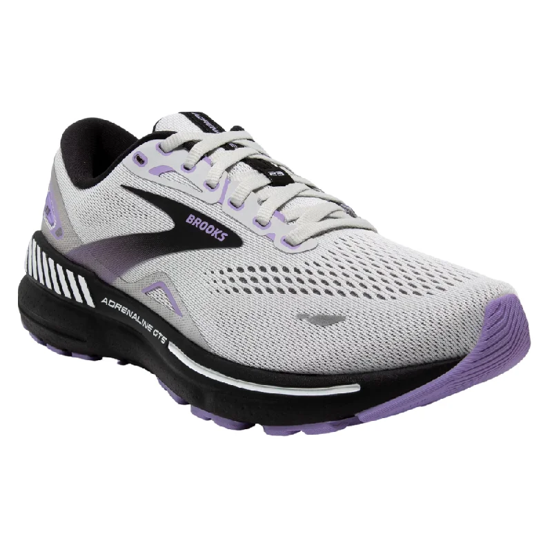 Running shoe for slow run nights -Brooks Adrenaline GTS 23 Grey/Black/Purple Running Shoe (Women's)