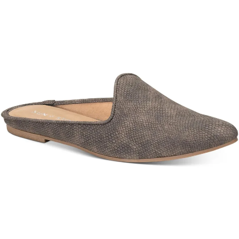 Flats for casual beach outings -Sun + Stone Womens Ninna Faux Leather Padded Insole Mules