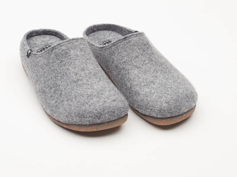 Slippers with plump nap fill -Koti soft eco felt mule slippers, rubber soles