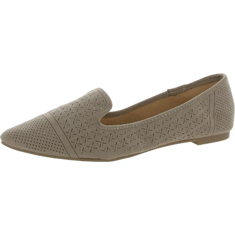 Flats with fuzzy heel collars -XOXO Womens Vancy Faux Leather Slip On Ballet Flats