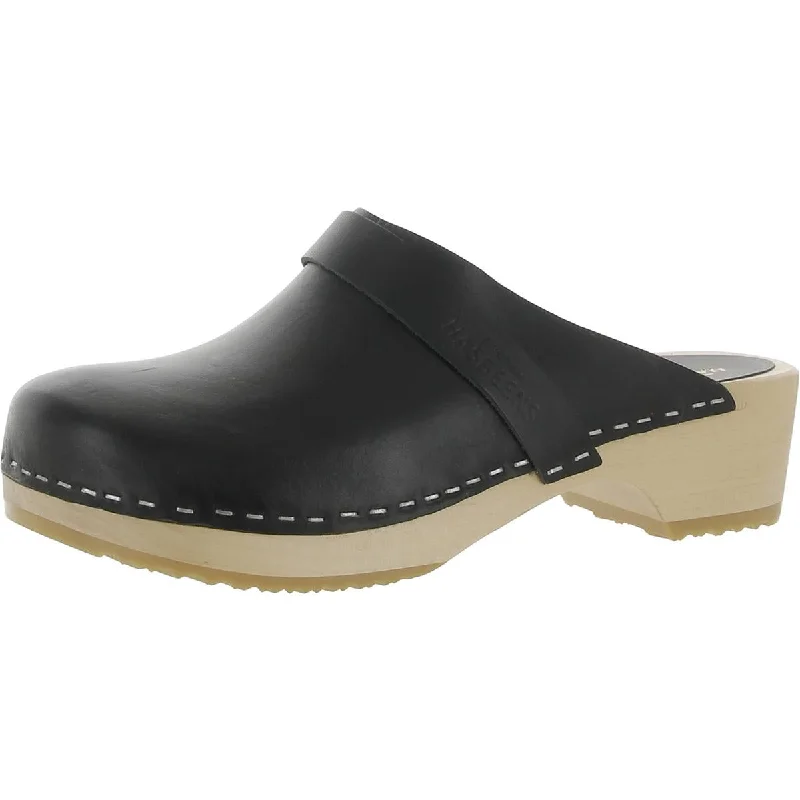 Flats with crisscross sole designs -Swedish Hasbeens Womens Swedish Husband Leather Slip-On Clogs