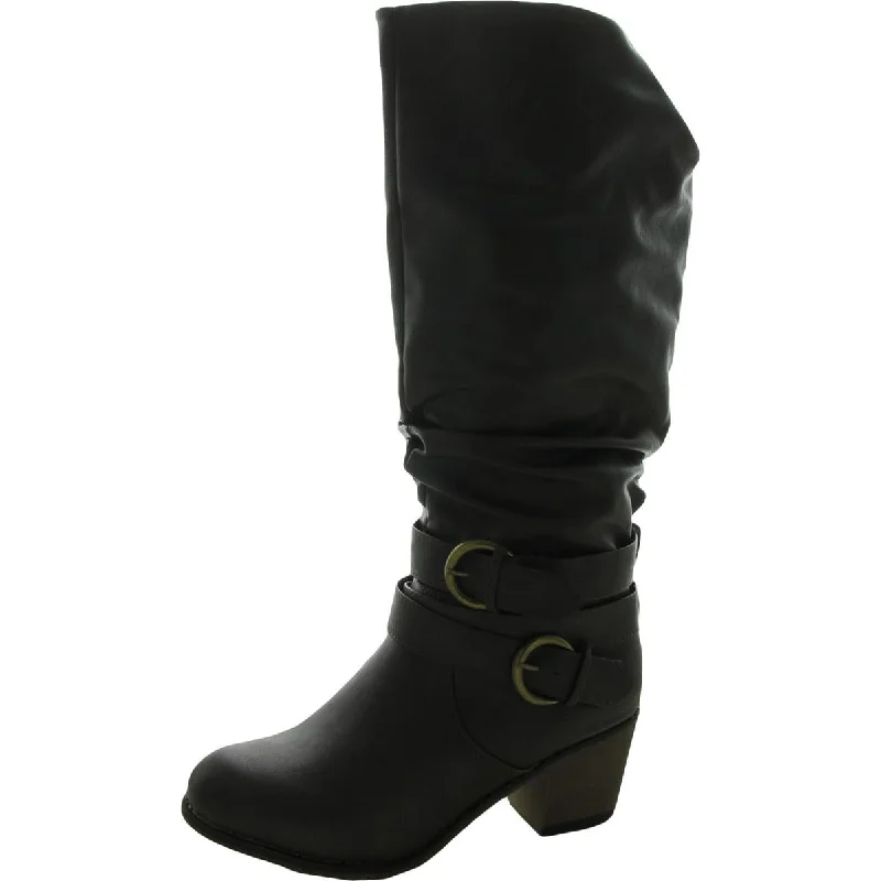 Journee Collection Womens Late Faux Leather Slouchy Knee-High Boots