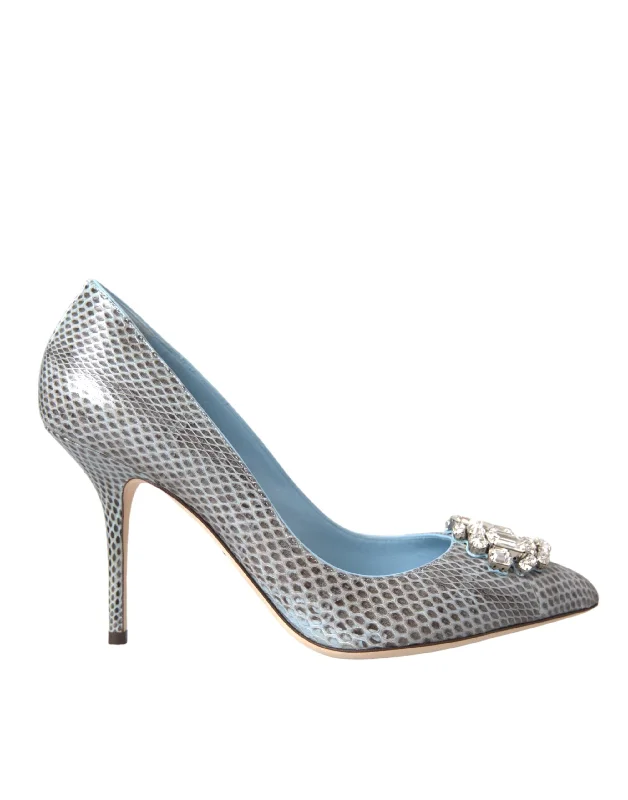 Dolce & Gabbana blue Exotic Leather Crystal Bellucci Women's Shoes