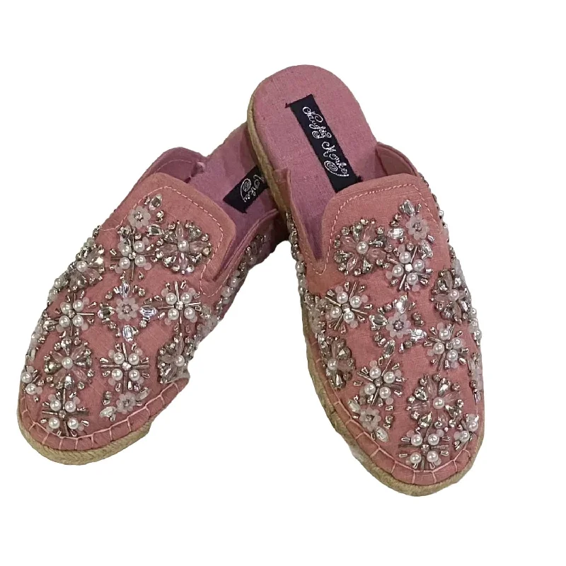 Slippers with idle nap slip -Women's Embellished Mule Slides In Pink