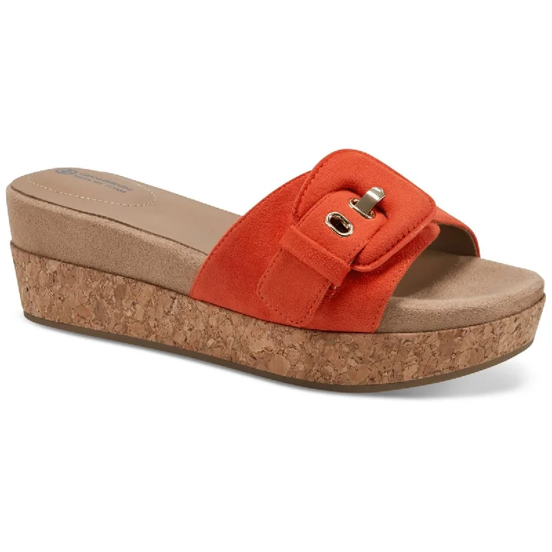 Sandals with non-slip soles -Giani Bernini Womens Ashllyn Faux Suede Cork Wedge Sandals