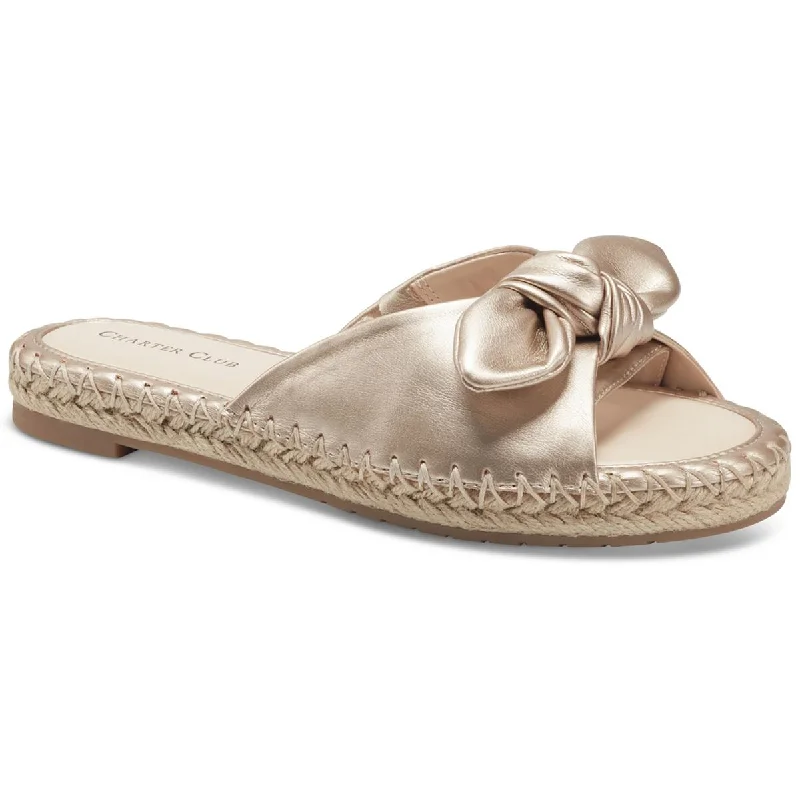 Sandals with thick heels -Charter Club Womens Ashland Canvas Slip On Slide Sandals