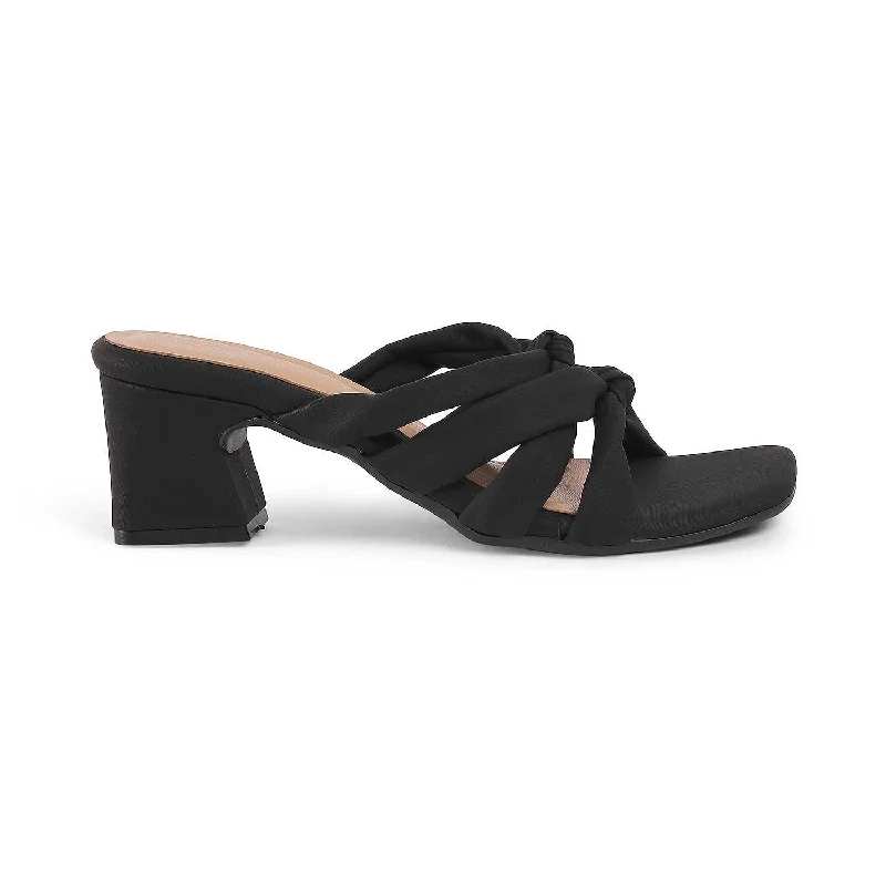 Sandals with soft lining -Tresmode Sofstrip Black Women's Casual Block Heel Sandals