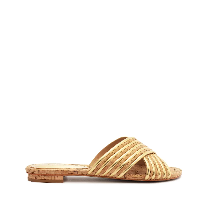 Flats with firm sole treads -Latifah Cork Sandal