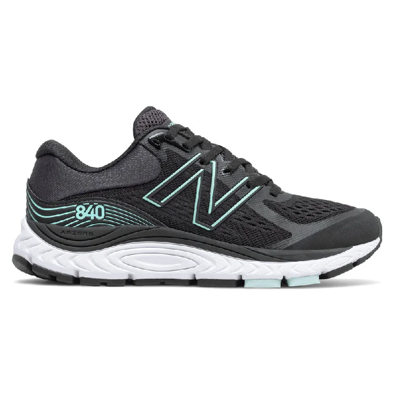 Running shoe with rigid sole beds -New Balance 840v5 Black/Storm Blue Running Shoe (Women's)