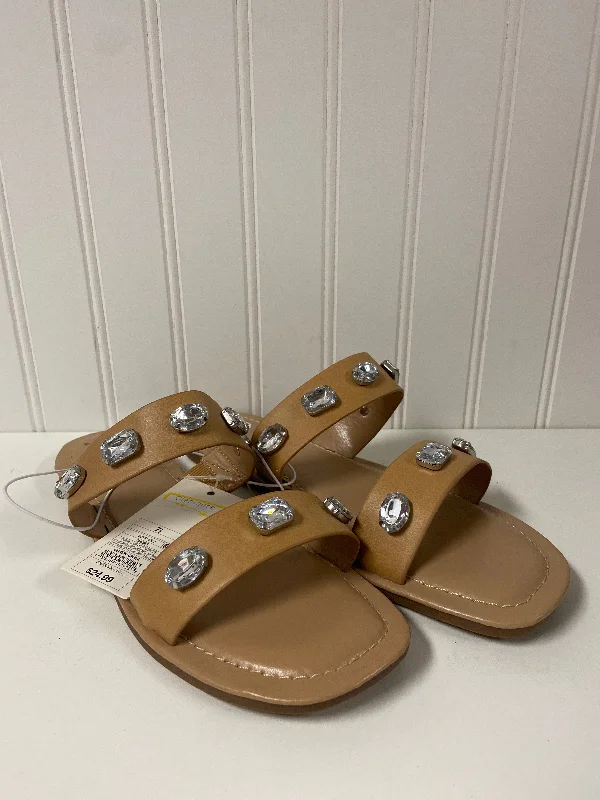 Flats with cushy sole fabrics -Tan Sandals Flats A New Day, Size 7.5