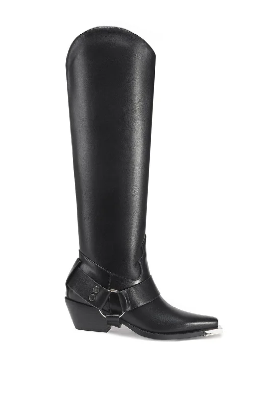 LINCOLNPARK-BLACK WESTERN BOOT