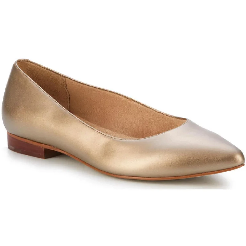 Flats with seamless sole stitching -Walking Cradles Womens Reece Leather Slip On Pointed Toe Flats