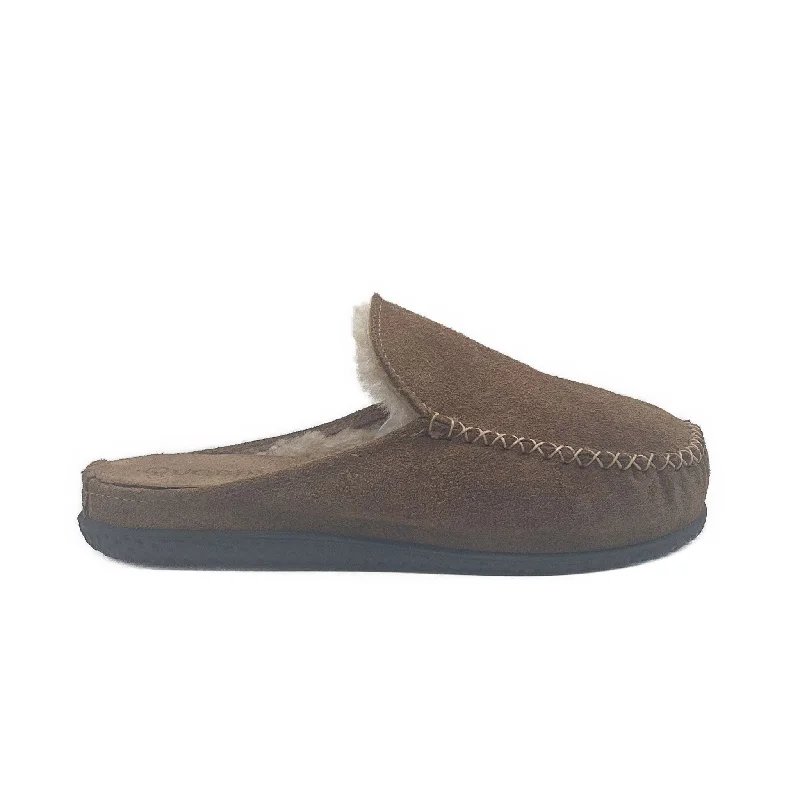 Slippers with dull nap gloss -Women's Scuff ESQ Slipper: Mushroom Suede