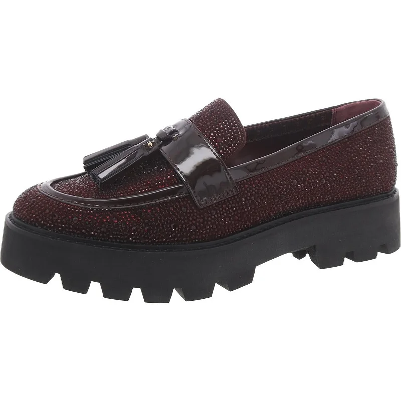 Comfortable loafers for relaxed dusk serenity-Franco Sarto Womens Balinna Rhinestone Tassel Loafers