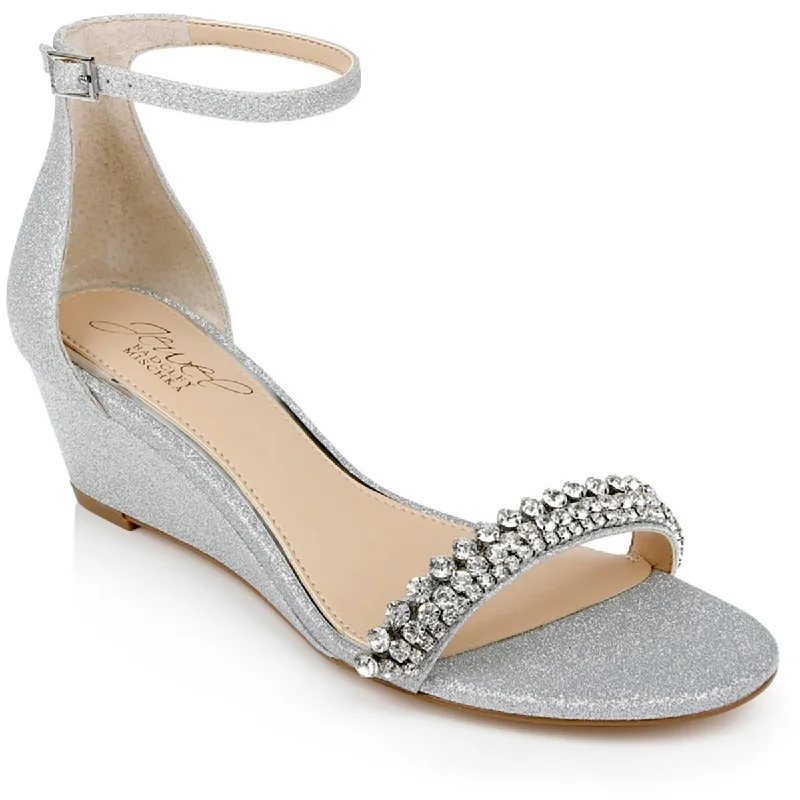 Sandals for laid-back days -Jewel Badgley Mischka Womens Lora Rhinestone Wedge Sandals