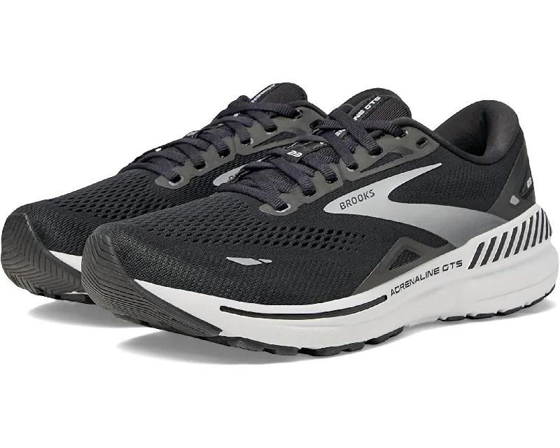 Running shoe with deep run padding -Men's Adrenaline Gts 23 Running Shoes In Black/silver/white