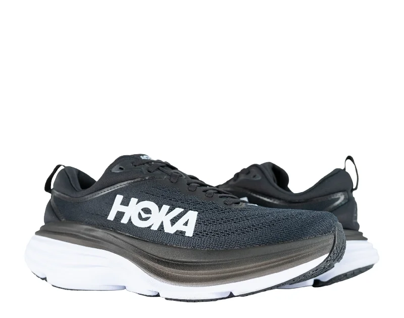 Running shoe for track run frolic -Hoka Bondi 8 Men's Running Shoes 1123202-BWHT Black White