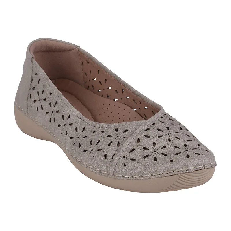 Flats for indoor summer dinners -Nysha Grey Laser Cut Flats