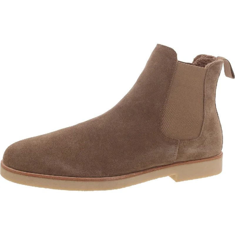 Steve Madden Mens Wilshire-S Suede Faux Fur Lined Chelsea Boots