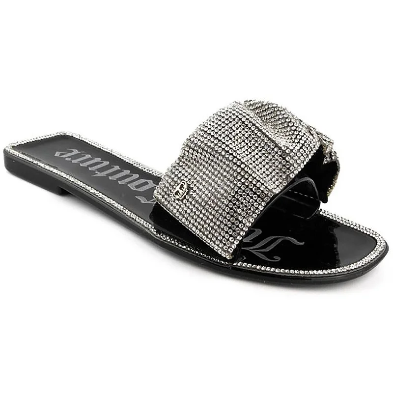 Sandals with stylish laces -Juicy Couture Womens Hollyn Embellished Slip-On Slide Sandals