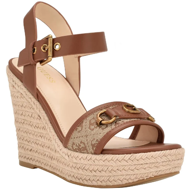 Sandals for weekend strolls -Guess Womens Hisley 2 Faux Leather Espadrille Slingback Sandals