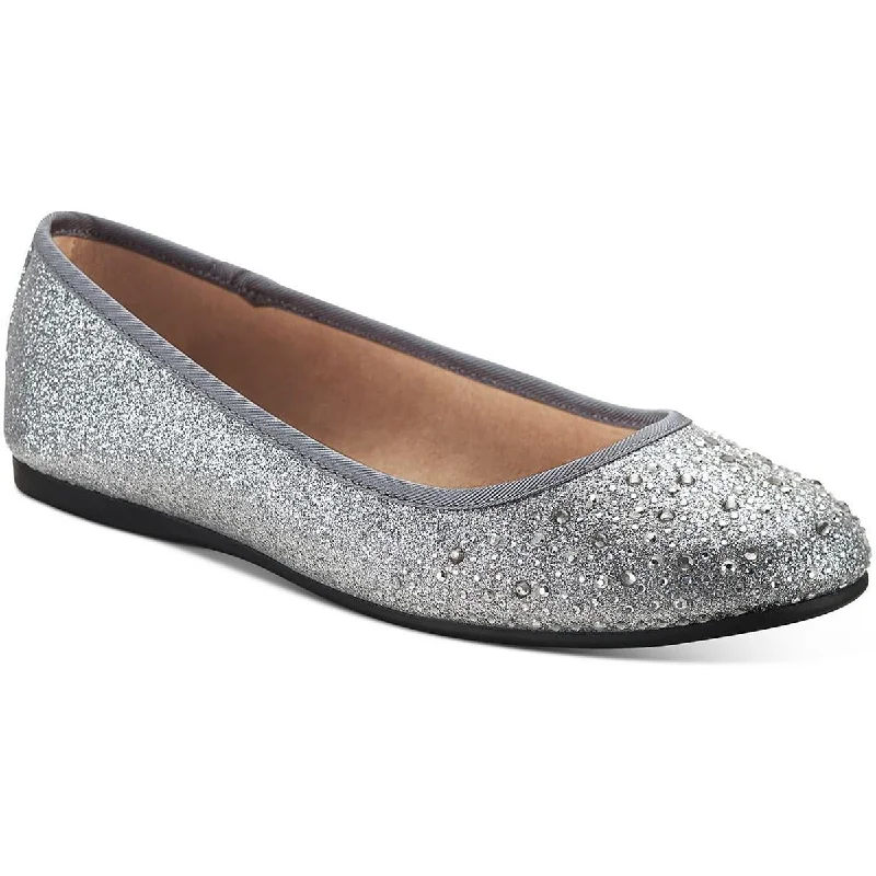 Flats with airy sole linings -Style & Co. Womens Angelyn Glitter Slip-On Ballet Flats