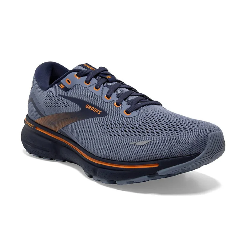 Running shoe with thick run weave -Men's Ghost 15 Running Shoes In Flintstone/peacoat/oak