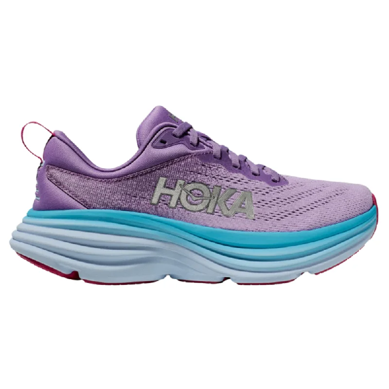 Running shoe with firm run grip -Hoka Bondi 8 Chalk Violet/Pastel Lilac Running Shoe (Women's)