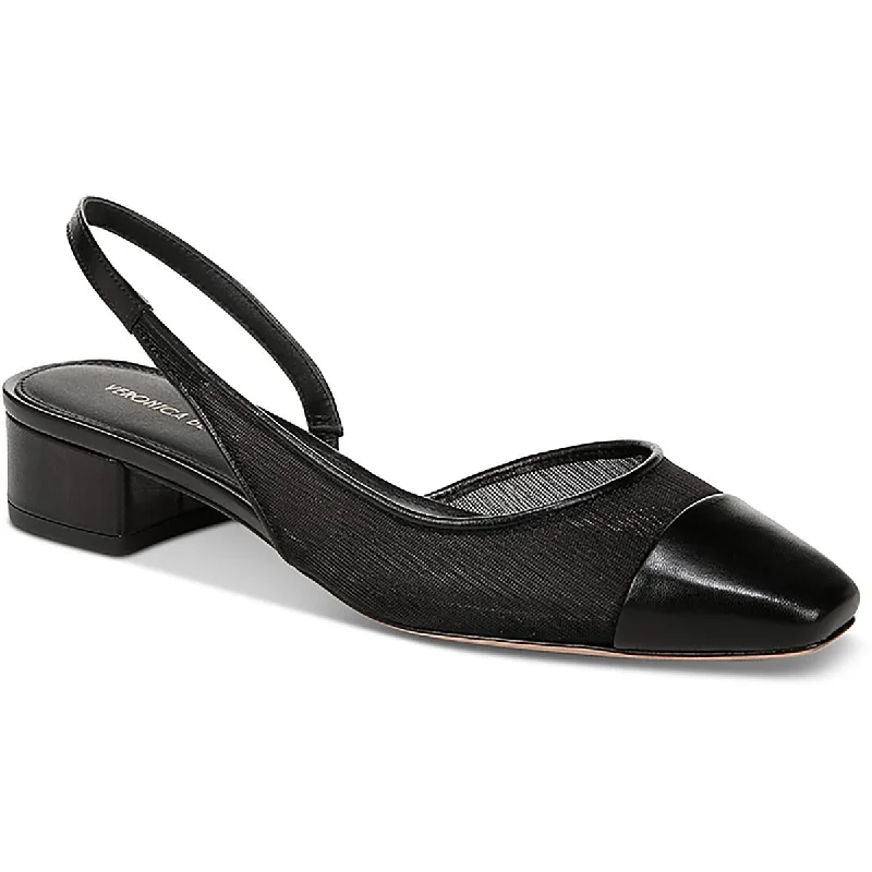 Flats with trendy heel overlays -Veronica Beard Womens Cecile Sling Mesh Block Heel Slingbacks