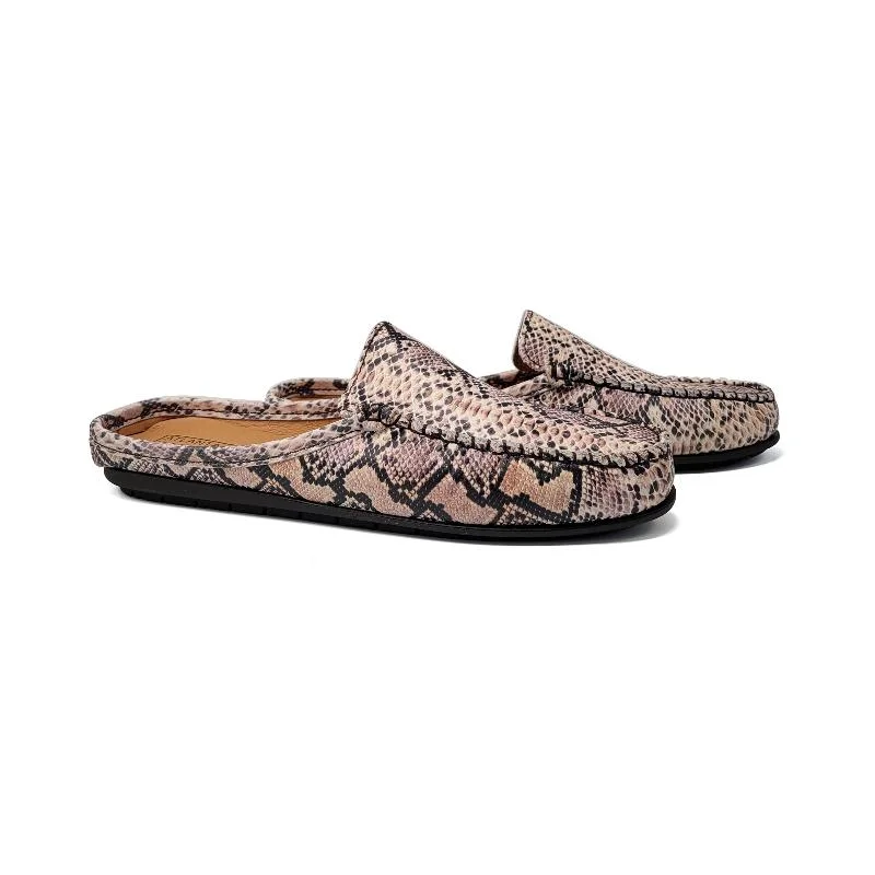 Slippers with scarce nap charm -Atlanta Moccasin Pink Snake 009 Slipper *Size 42