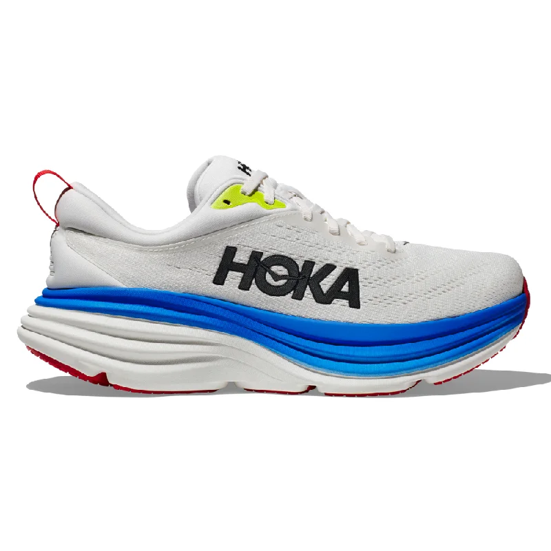 Running shoe for desk run breaks -Hoka Bondi 8 Blanc De Blanc/Virtual Blue Running Shoe (Men's)