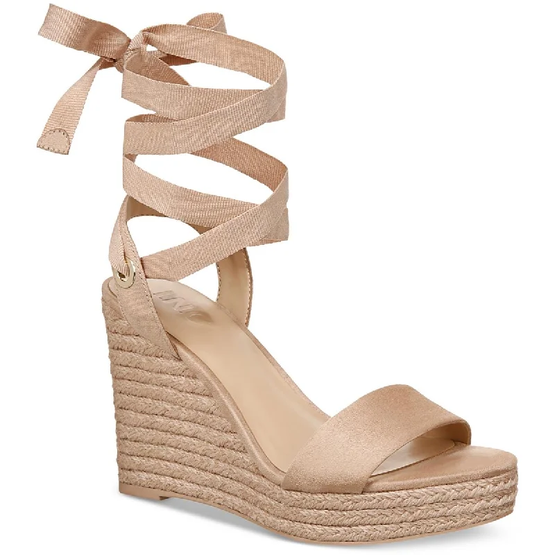 Sandals with cushioned soles -INC Womens Maxx Faux Suede Open Toe Wedge Sandals