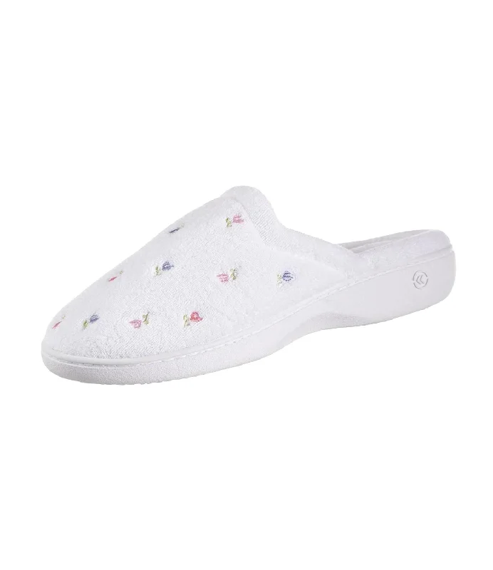 Slippers with light nap hush -Women's Terry Slip On Clog Slipper In White