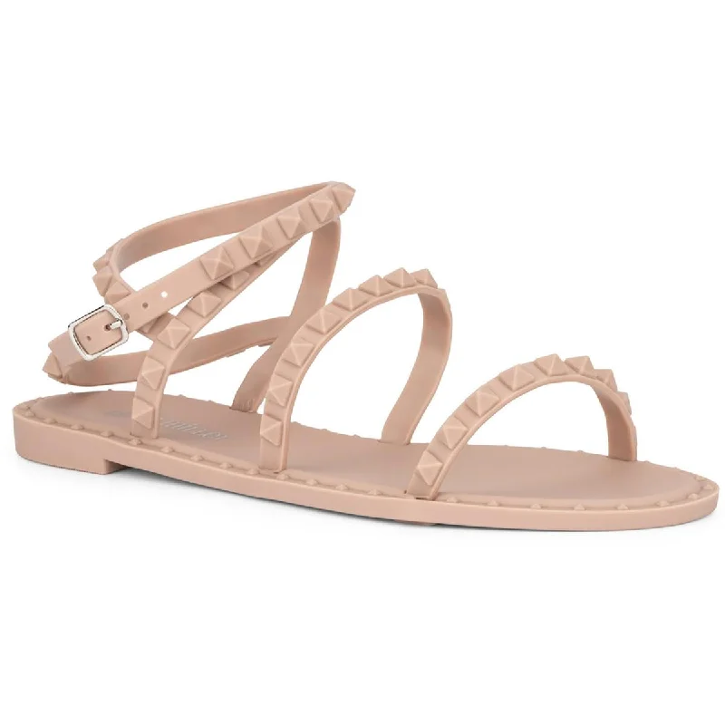 Sandals for active adults -Olivia Miller Womens Tuluma Island Flat Studded Jelly Sandals