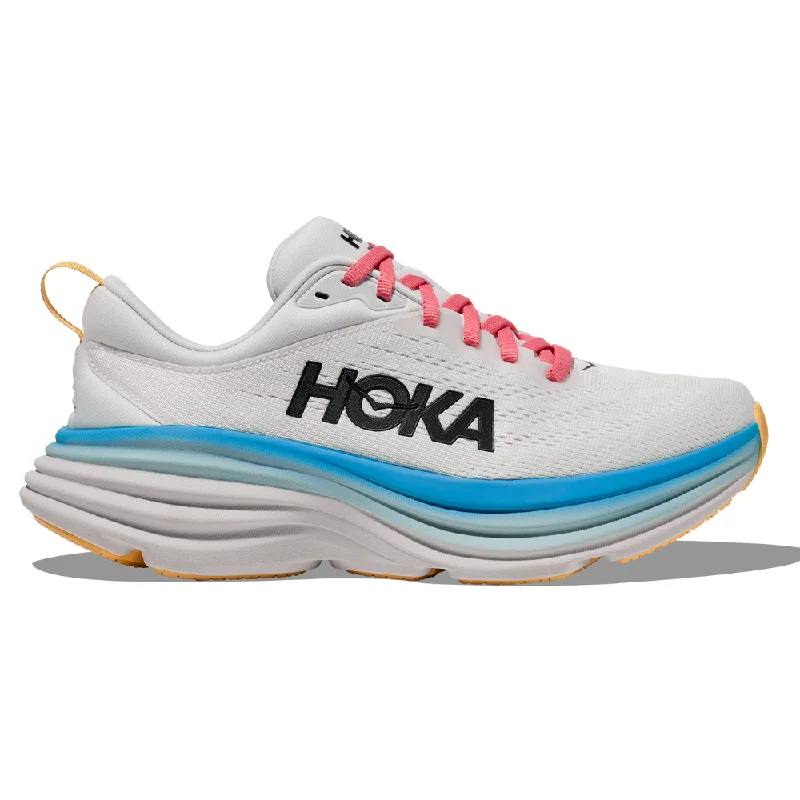 Running shoe for city trail loops -Hoka Bondi 8 Blanc De Blanc/Swim Day Running Shoe (Women's)